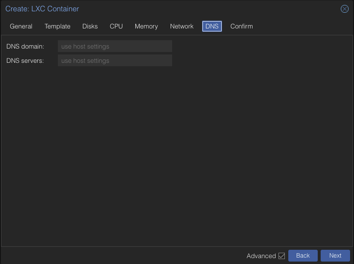 Vytvoření kontejneru - DNS